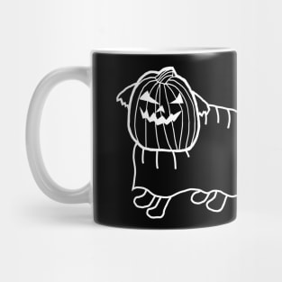 Minimal White Line Cute Dog Wearing Halloween Horror Costume Mug